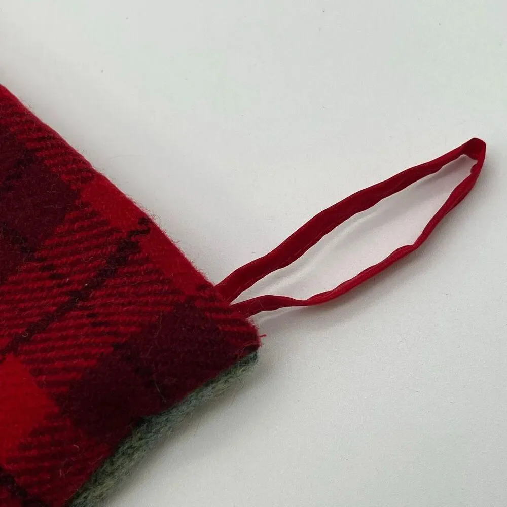 DAN DEE Collectors Choice Christmas Stocking Red Green 3D Snowman Applique Plaid
